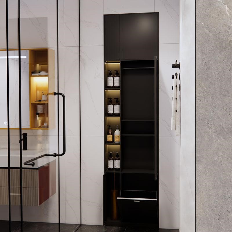 浴室镜柜置物架一体隐藏式墙上边通顶收纳多功能定制不锈钢立高柜