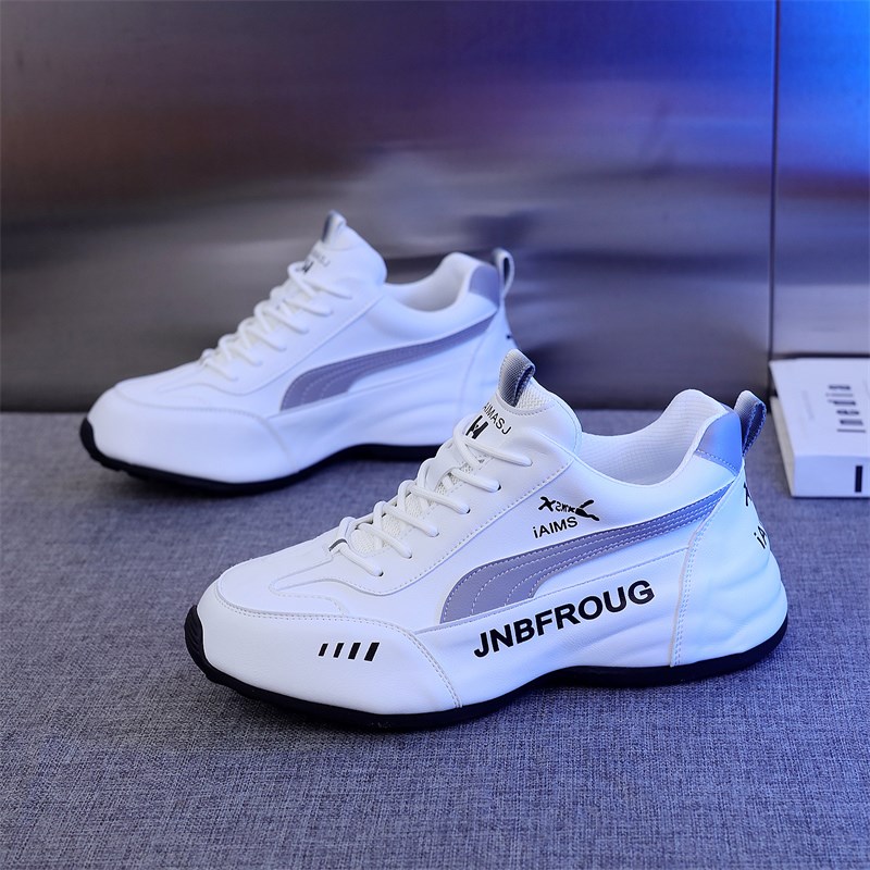 真皮男女防滑202l4春秋新款老爹鞋皮蓬休闲运动跑步鞋百搭内增高