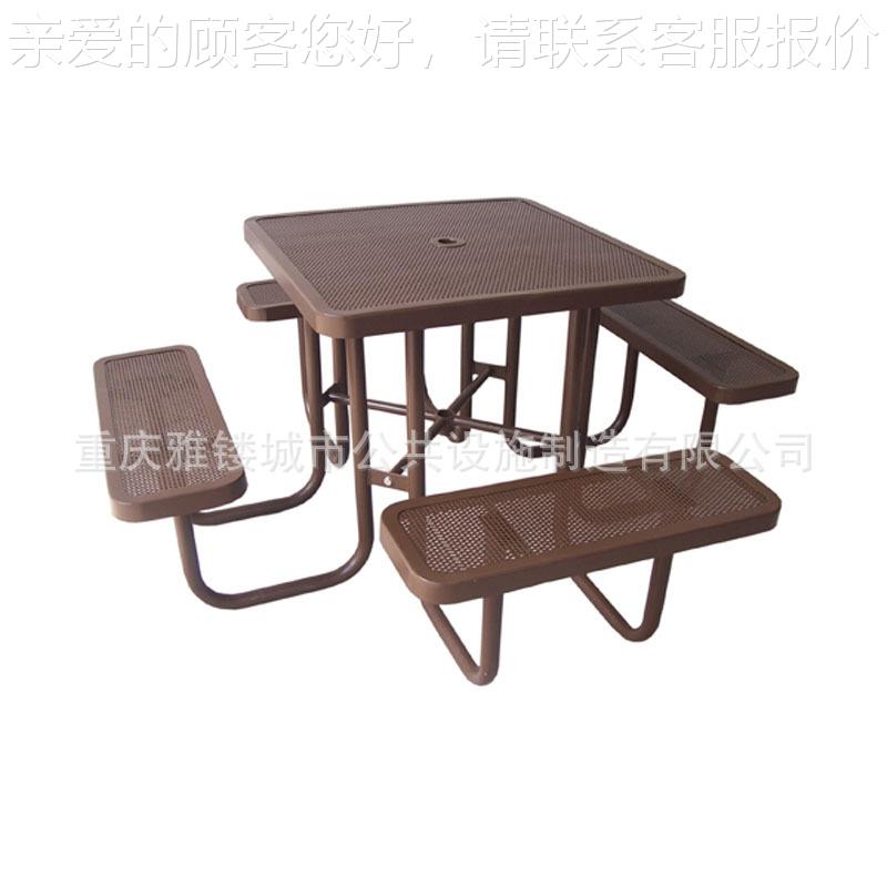 厂家桌直户销外金属家具 室外椅 休花园闲连体桌YL-TB07椅热浸塑