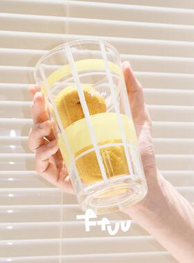 “V系列”Ffvv商店原创设计柠檬格纹玻璃耐热冷饮超大容量