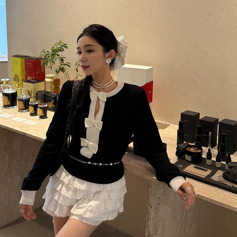 韩版减龄百搭立体蝴蝶结毛衣