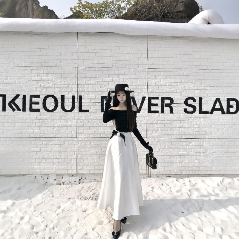 法式赫本风一字肩针织上衣套装春夏季半身裙套装女轻奢显瘦两件套,女装/女士精品,时尚套装,淘宝优惠券,粉丝福利购,淘宝优惠卷