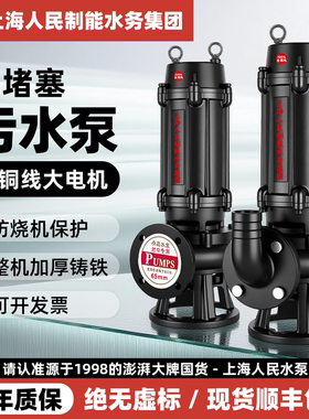 上海人民污水泵380V排污泵国标三相潜污泵5.5千瓦1.5KW11KW潜水泵