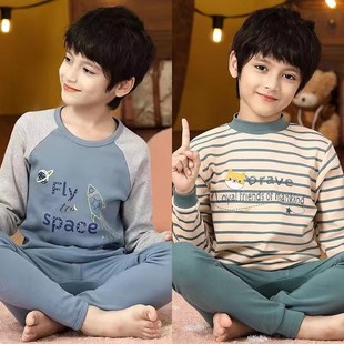 全棉小孩宝宝打底男孩线衣线裤 儿童睡衣纯棉内衣套装 男童秋衣秋裤