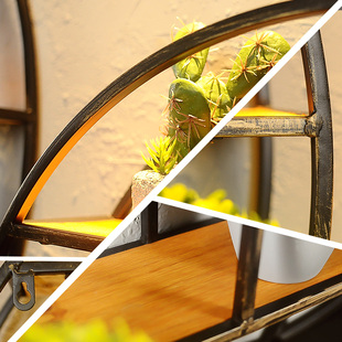 复古工业风书架客厅壁挂墙上创意架子美式墙体铁艺墙面圆形置物架