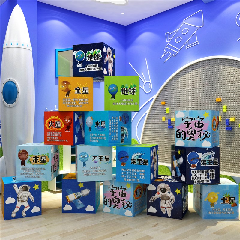 幼儿园太空航墙面装饰环创星球文化成品布置材料科学发现技室主题