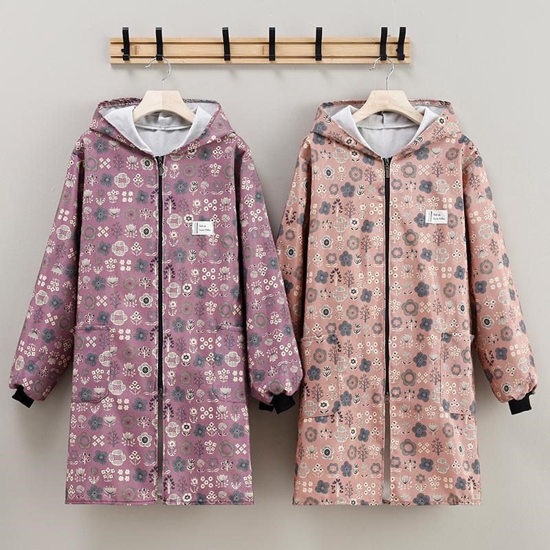 2024新款竹节棉正穿长袖罩衣围裙防油污厨房家用干活书店定制logo