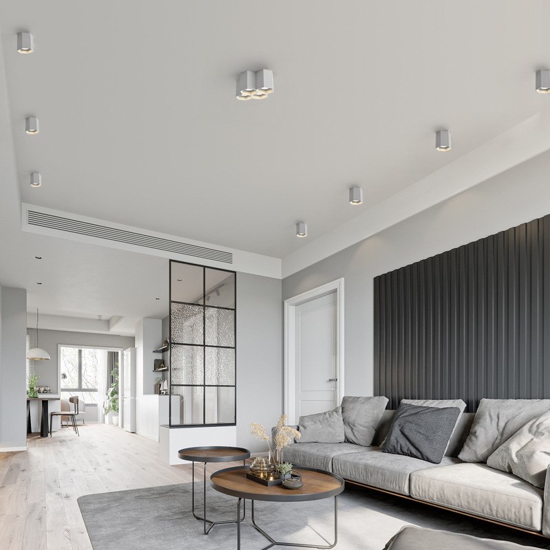 明装筒灯简约家用客厅卧室无主灯照明六角形吸顶式射灯led天花灯