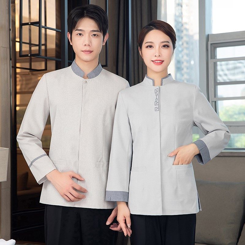 千禧保洁工作服长袖酒店客房清洁员春秋装物业阿姨商场家政学校男
