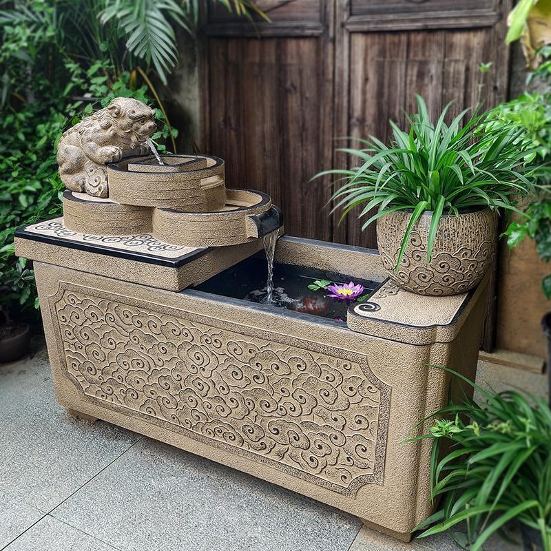 庭院花园流水鱼池室外露台新中式循环水摆件大型鱼缸造景喷泉工厂