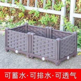 家庭阳台种菜神器蔬菜种q植箱种菜专用楼顶花箱长方形塑料花盆宽3