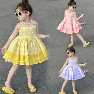 女童莲雾粉连衣裙轻奢小众高端夏季高级感多巴胺风设计感凉快无袖