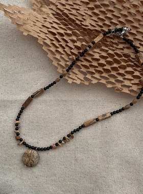 民族风手作串珠项链 复古毛衣链 小众设计感锁骨链 禅系配饰饰品