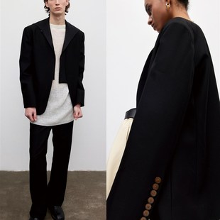 新品 Niente 2023春季 宽松高级感外套缎面假领休闲极简西服男