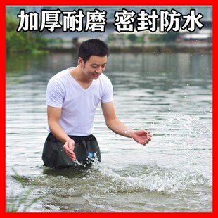 下田插秧水裤半身雨鞋连体防水裤深筒胶鞋抓捕Q鱼高腰齐腰水鞋水