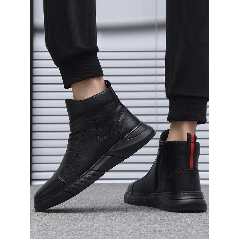 皮鞋男2025新款春季软底马丁靴男士休闲男款潮流皮靴真皮高帮男鞋