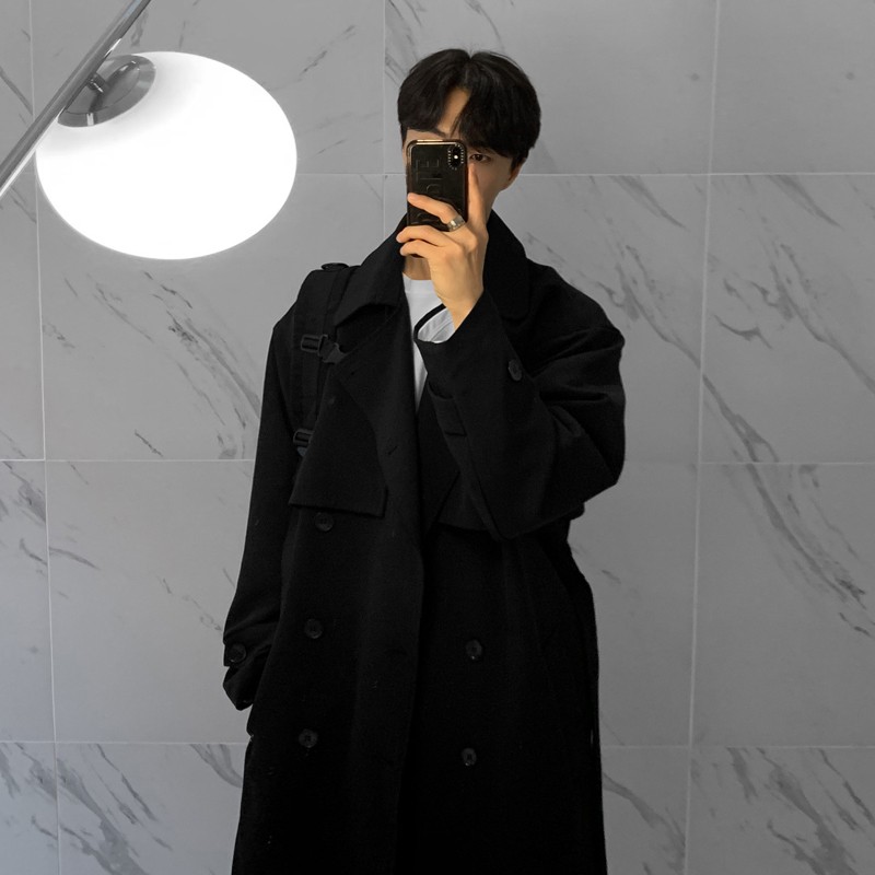 风衣男中长款春秋季外套战壕男生高级感男款男士那不勒斯披风大衣