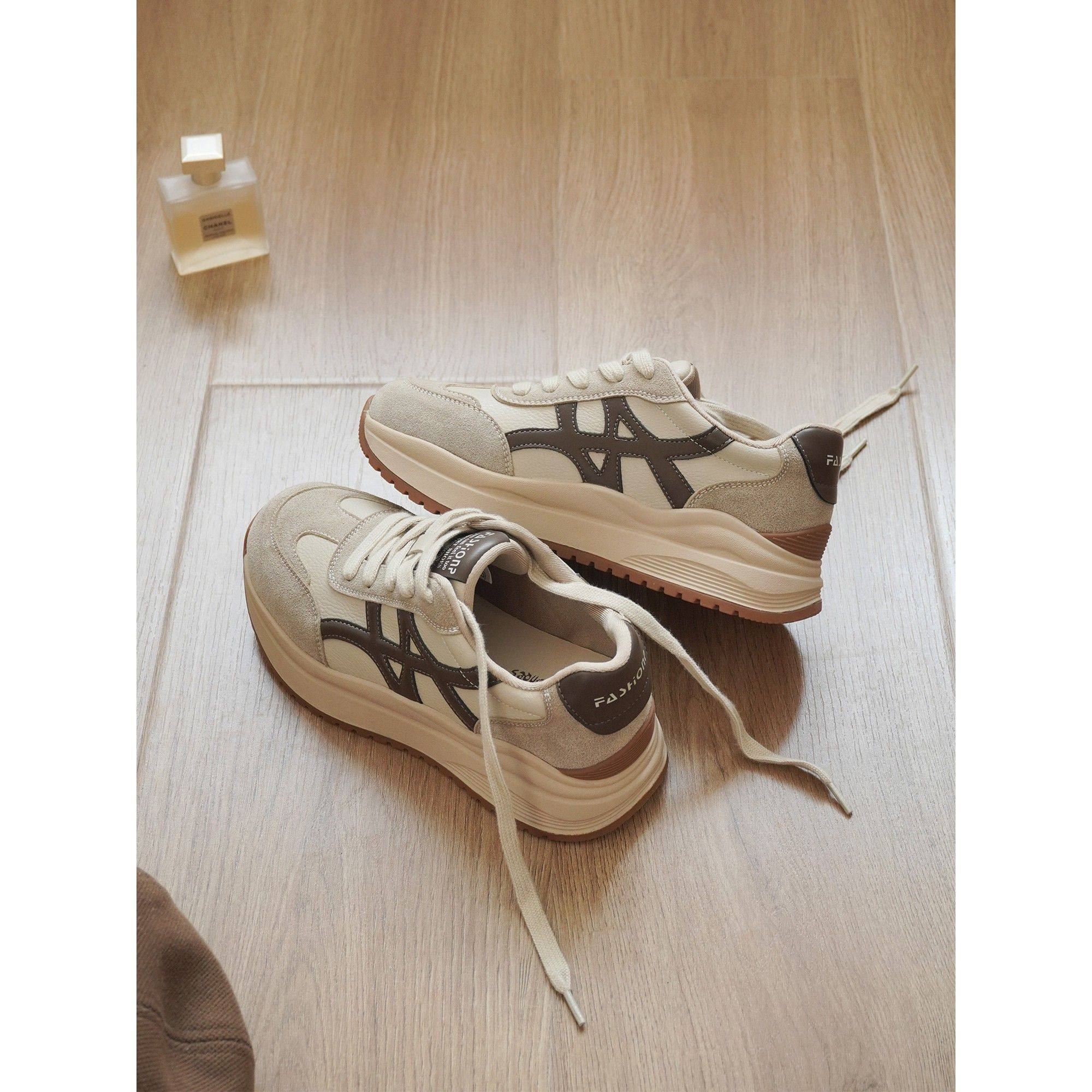 舒服不累脚的厚底鞋子女2025新款爆款巨好看老爹鞋增高运动休闲鞋