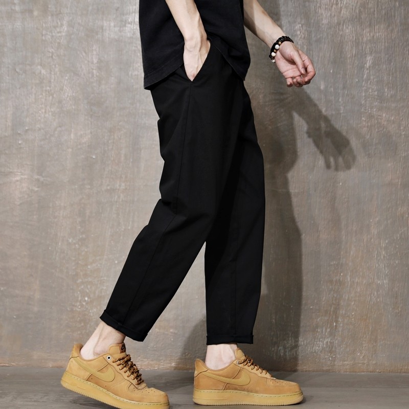 25新款夏季纯棉宽松九分裤男休闲 裤微锥直筒潮版大尺码男裤9分裤