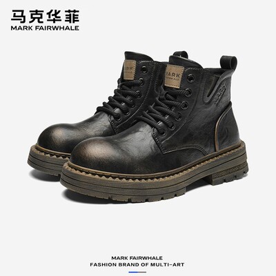 马克华菲马丁靴男2025新款男鞋德比鞋男鞋子男款皮鞋靴子男生皮靴