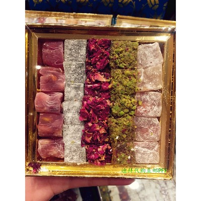 现货迪拜VIVEL玫瑰花瓣软糖甜点心坚果什锦多种混合口味 550g礼盒