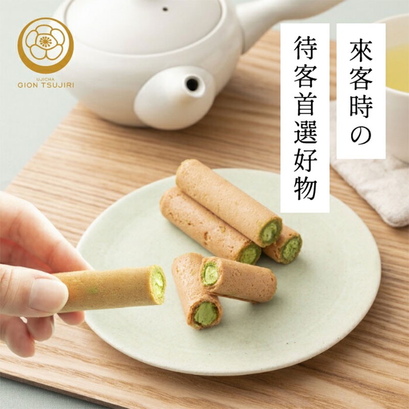 日本进口祇 祇园辻利宇治抹茶奶油夹心蛋卷零食新年伴手礼盒