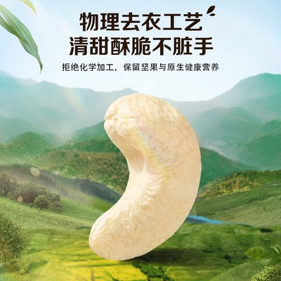 百草味本味甄果去衣原香原味越南腰果仁500g罐装烘焙坚果健康零食