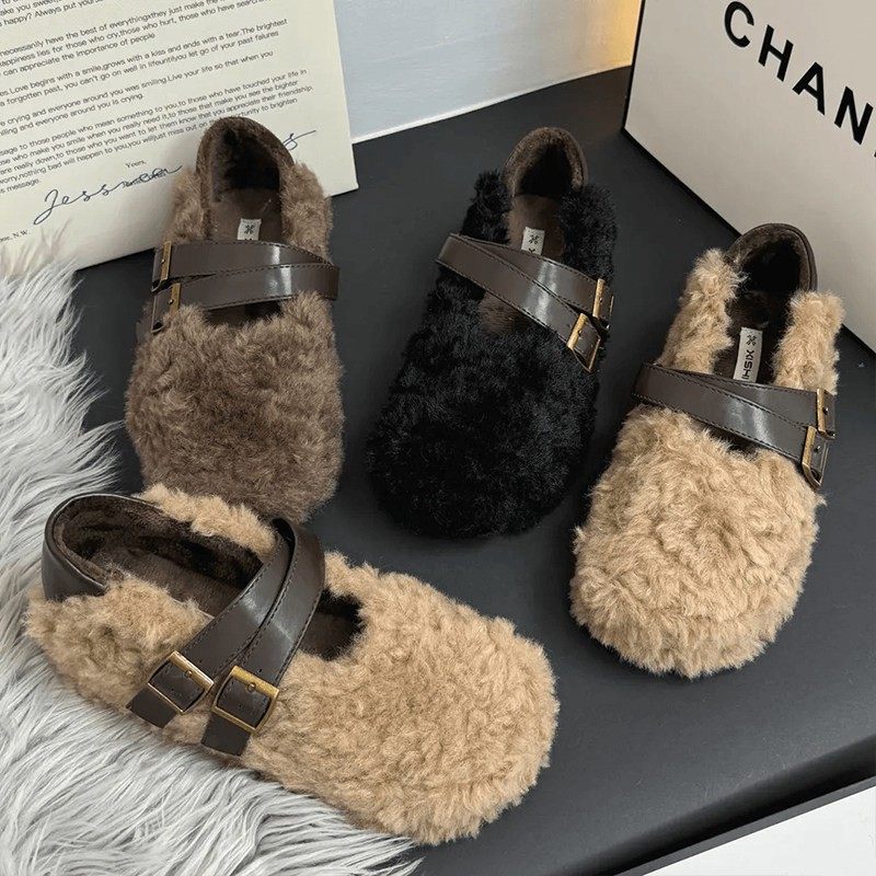 羊羔毛毛鞋女外穿2025冬季仙女风豆豆鞋加绒棉鞋厚底增高勃肯鞋子,女鞋,棉鞋,淘宝优惠券,粉丝福利购,淘宝优惠卷