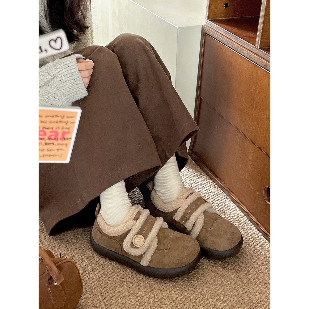 2025新款保暖加绒加厚外穿美拉德棕色棉鞋女覆古冬季防水雪地靴,女鞋,时尚雪地靴,淘宝优惠券,粉丝福利购,淘宝优惠卷