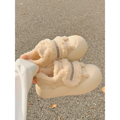 冬季加绒女鞋保暖鞋子厚底面包鞋2025新款雪地棉鞋休闲运动板鞋潮