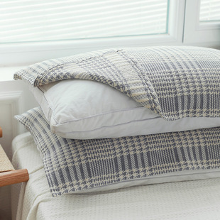 纯棉纱布灰色枕巾男生简约一对装单人防油头盖巾夏季夏天成人大人