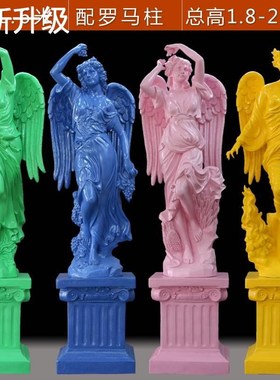 新款人物雕雕塑摆件玻璃钢天使像石膏美陈艺N术品家居装饰花园喷