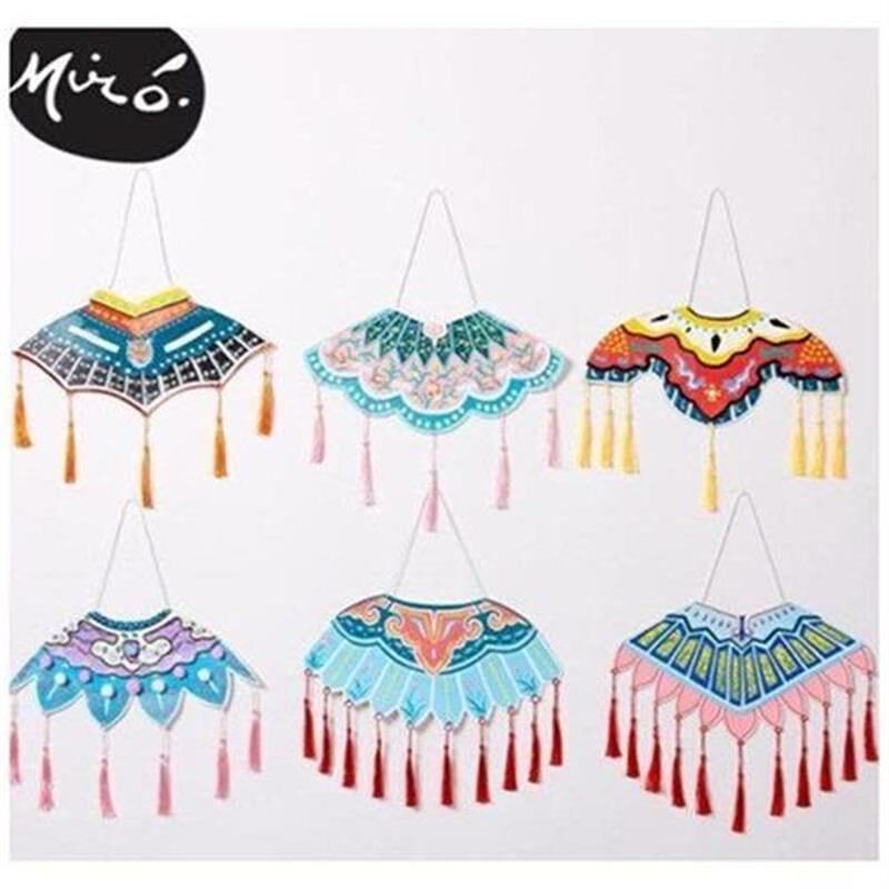 华仔中国风纸质绘画云肩手工diy制作材料包幼儿园创意美术涂色