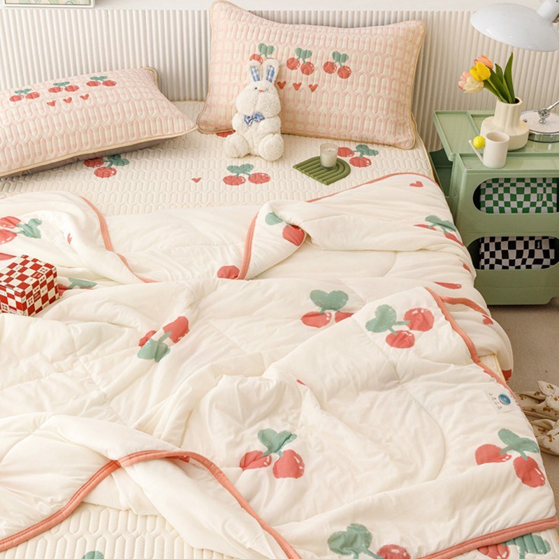 2024新款少女乳胶凉席1.8床冰丝软席带夏凉被四件套可水洗150x200