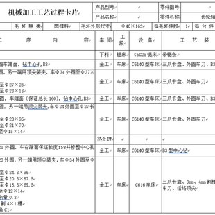机械加工工艺 工艺卡片 工序卡片工艺编排 工艺设计 工艺优化