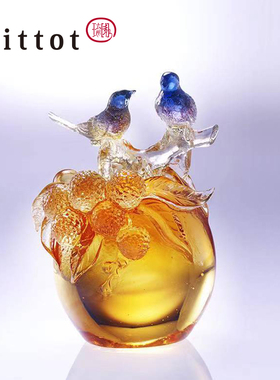 tittot琉园中式琉璃工艺品客厅摆件 圆满高升 送领导朋友结婚礼物