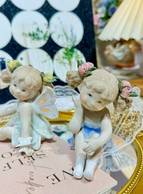 陶瓷摆件可爱花仙子小天使装饰品摆件儿童房样板房少女心卡通礼物