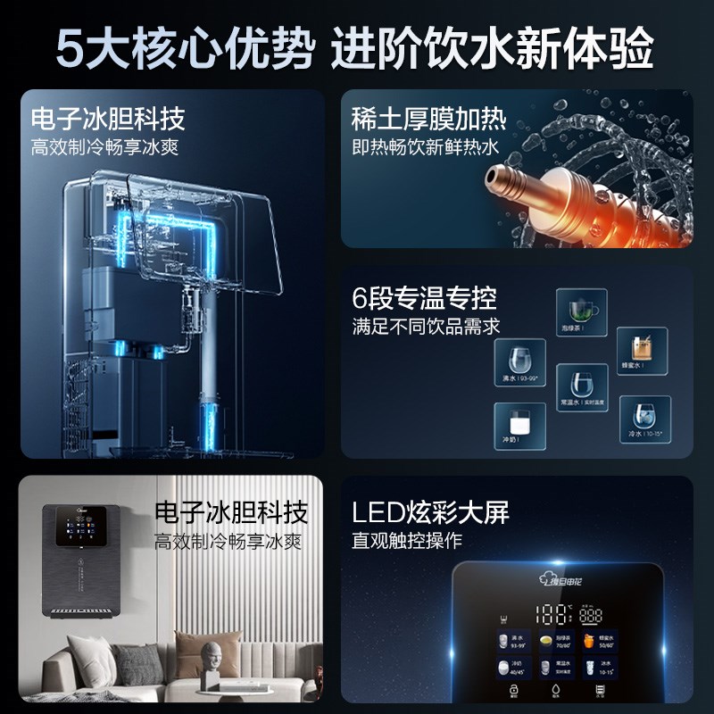 复旦申花管线机壁挂冷热一体家用直饮水机2025新餐边柜净水器套装