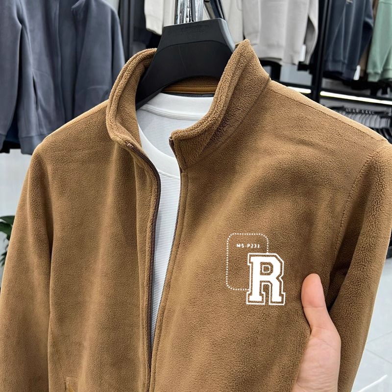 外套男秋冬款2024拉链上衣双面奥粒绒夹克衫加厚保暖外搭立领卫衣