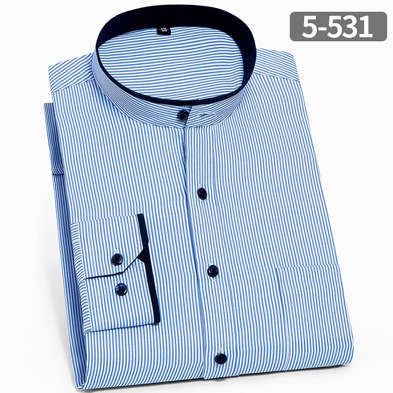 春款商务免烫衬衫男时尚双领大号衬衣加肥加大码条纹男士长袖衬衣