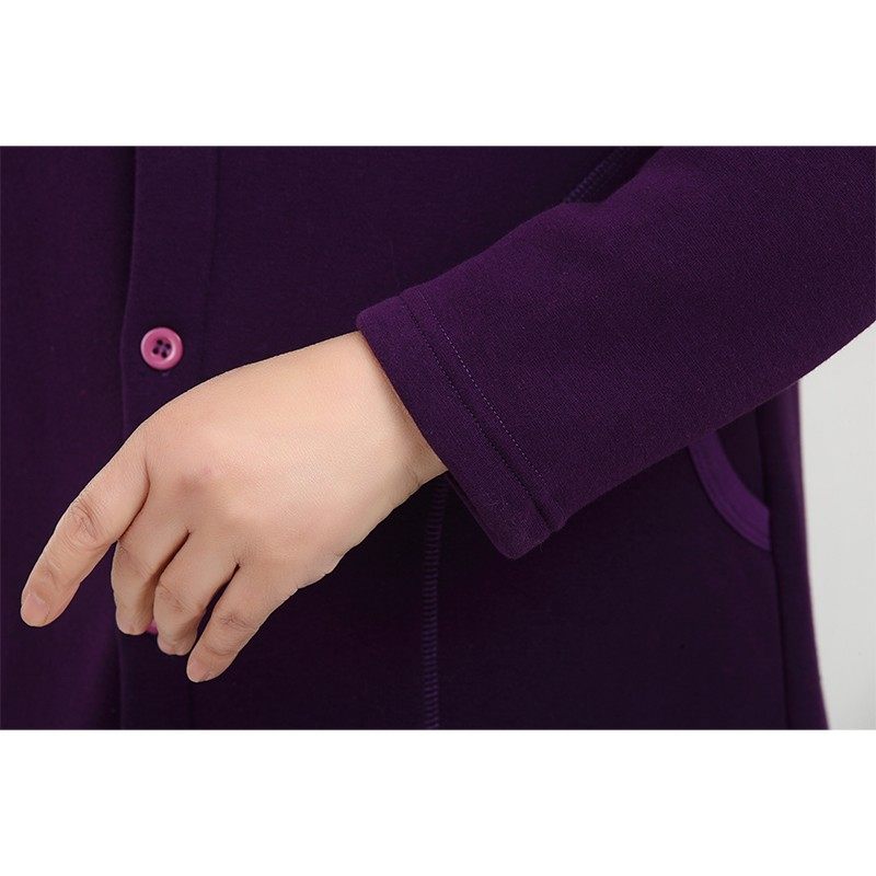 男女士加绒加厚对襟保暖上衣中老年大码开衫秋衣老人纯棉开身内衣