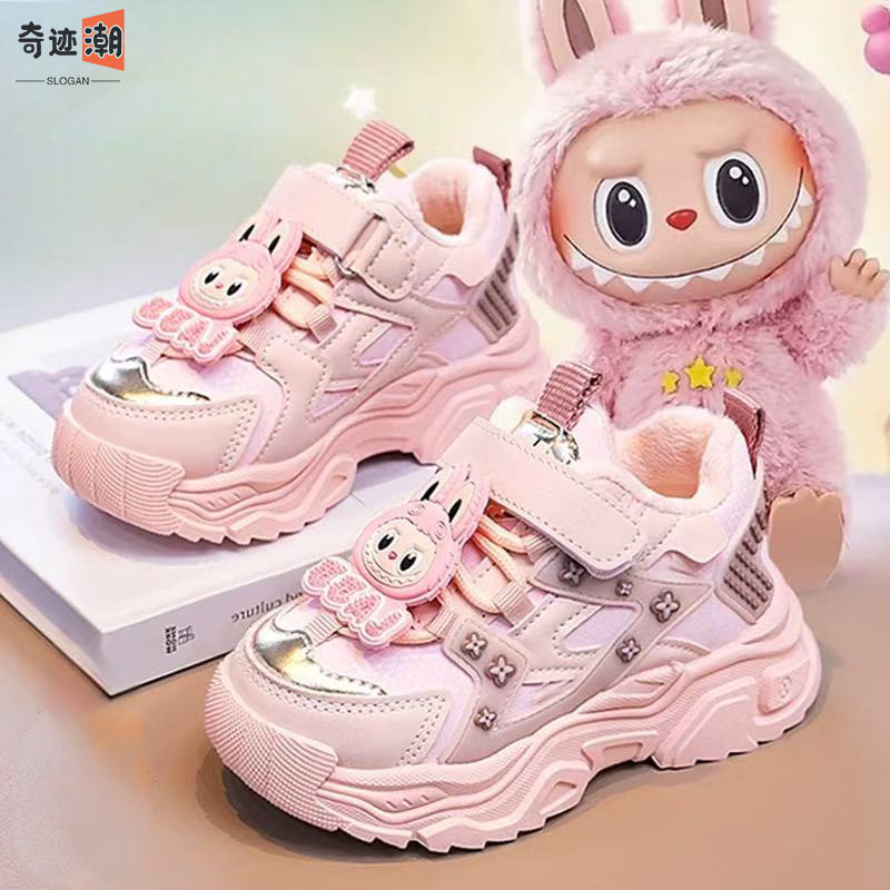 拉布布女童鞋子棉鞋2025新款冬季儿童公主运动鞋女孩保暖冬鞋软底