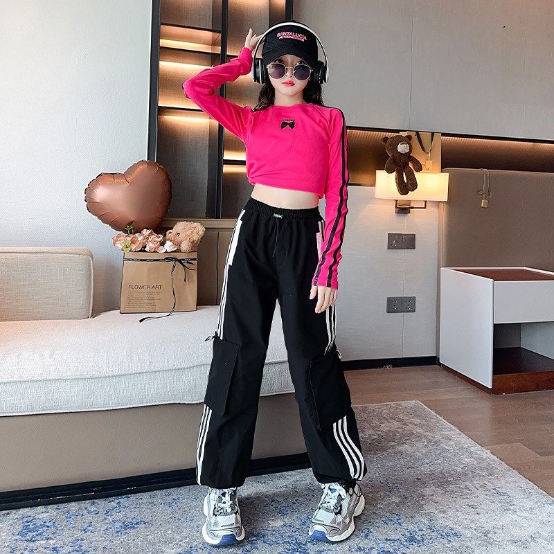 网红短款女童长袖t恤洋气时髦体恤上衣童装衣服儿童打底衫炸街舞,童装/婴儿装/亲子装,T恤,淘宝优惠券,粉丝福利购,淘宝优惠卷