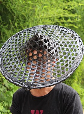 竹编斗笠帽子/黑侠客帽/仿古古装灯罩帽/舞台道具/黑色白色舞蹈帽