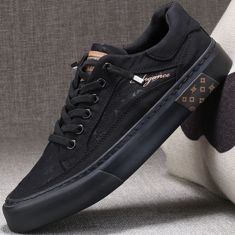 正品男士休闲布鞋春秋款帆布鞋男款高级感2025新款全黑色平底板鞋,流行男鞋,帆布鞋,淘宝优惠券,粉丝福利购,淘宝优惠卷