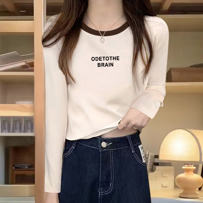 春秋季正肩短款长袖t恤女纯棉2024年新款上衣打底衫内搭时尚洋气,女装/女士精品,T恤,淘宝优惠券,粉丝福利购,淘宝优惠卷