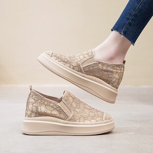 内增高女鞋2024年夏季搭配裙子穿的G百搭鞋子网面透气一脚蹬休闲