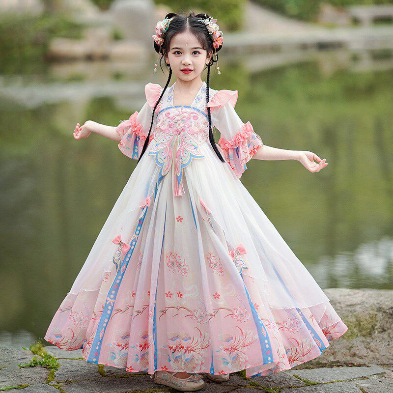 儿童汉服夏季女童古装裙子2024新款中国风唐朝公主裙小女孩连衣裙