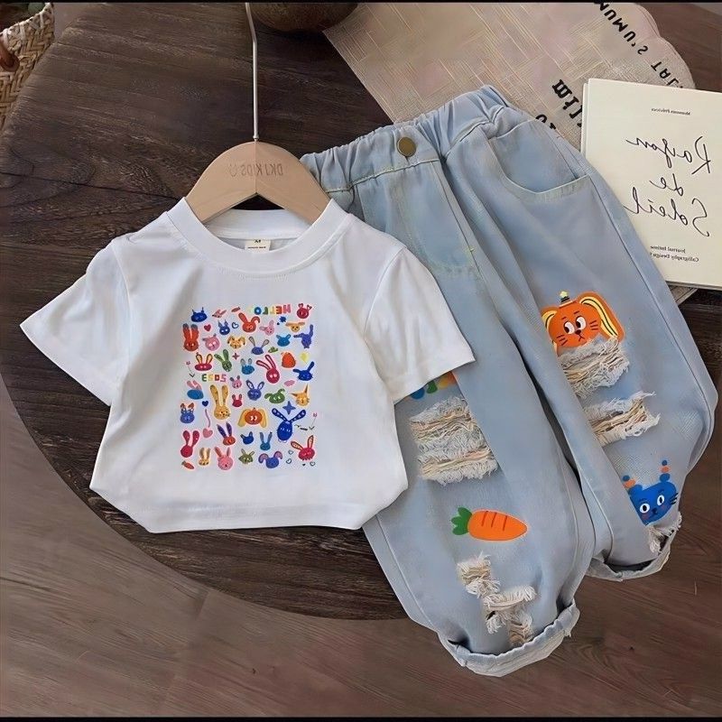 女童多巴胺破洞牛仔裤2024新款夏季薄款宝宝夏装洋气儿童裤子韩版,童装/婴儿装/亲子装,儿童牛仔裤,淘宝优惠券,粉丝福利购,淘宝优惠卷