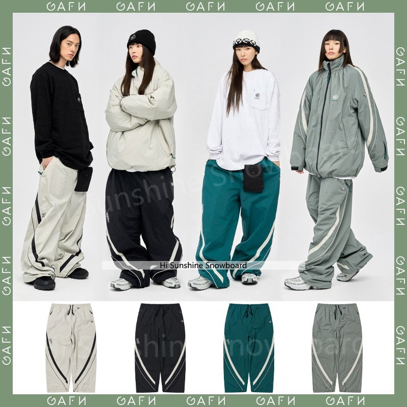 2324GAFH韩国滑雪裤单板双板男女H防水风宽松肥大校服风收腿裤